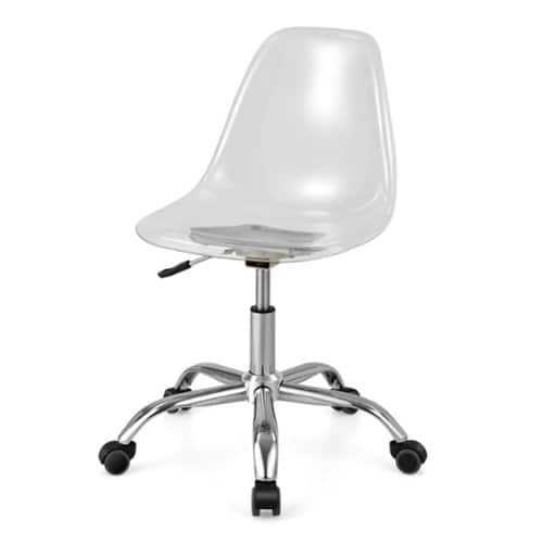 Rent to own Costway Rolling Acrylic Armless Office Chair Swivel Vanity Chair Adjustable Height - Clear