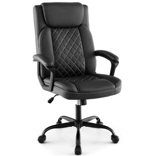 Rent to own Costway Adjustable Office Desk Chair Ergonomic Executive Chair with Padded Headrest Armrest - Black