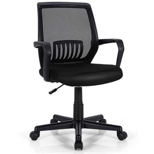 Rent to own Costway - Mid-Back Mesh Office Chair with Adjustable Height and Lumbar Support - Black