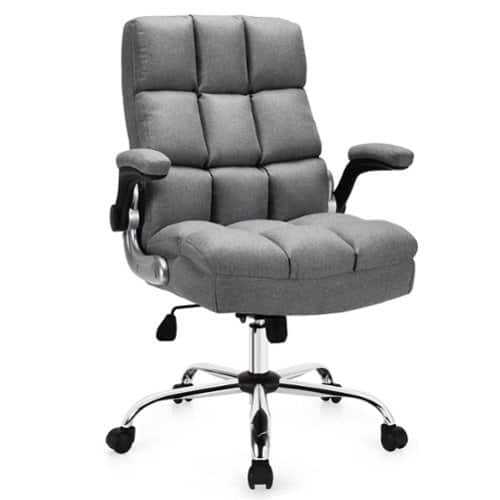 Rent to own Costway Costway High Back Big & Tall Office Chair Adjustable Swivel w/Flip-up Arm Grey - Gray