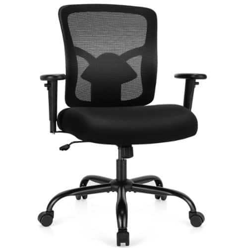 Rent to own Costway 400LBS Mesh Big & Tall Office Chair Swivel Task Chair w/ Lumbar Support - Black