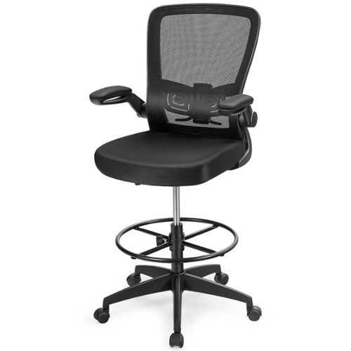 Rent to own Costway Tall Office Chair Adjustable Height w/Lumbar Support Flip Up Arms - Black