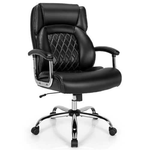 Rent to own Costway 500LBS Adjustable  Office Chair Adjustable Leather Task Chair - Black