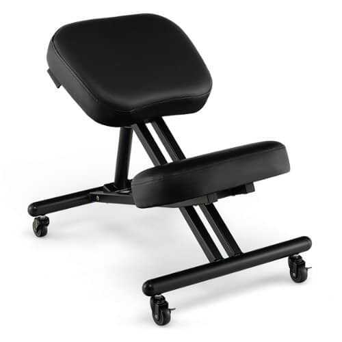 Rent to own Costway Ergonomic Kneeling Chair Adjustable Stool with Lockable Universal Wheels Angle Seat - Black