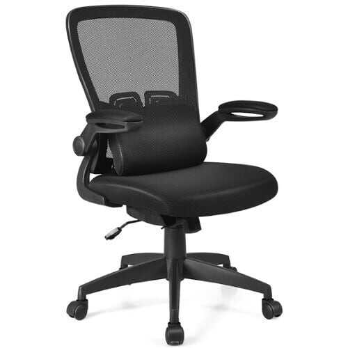 Rent to own Costway  Mesh Office Chair Adjustable Height&Lumbar Support Flip up Armrest - Black