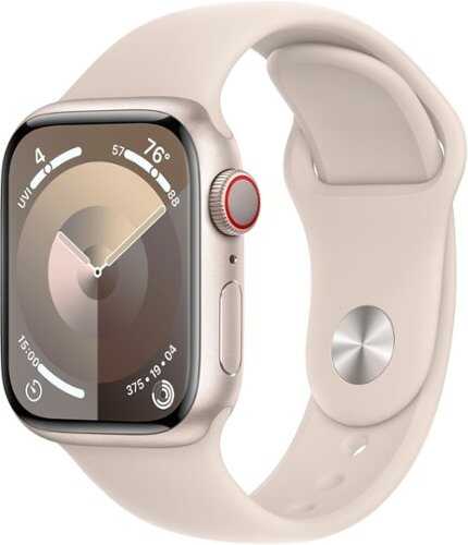 Rent to own Apple Watch Series 9 (GPS + Cellular) 41mm Starlight Aluminum Case with Starlight Sport Band with Blood Oxygen - S/M - Starlight (Verizon) - (2023)