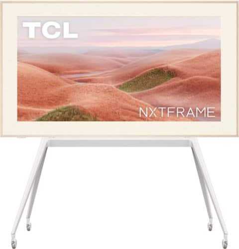 Rent to own NXTFRAME TV Movable Floor Stand for 55”- 85” TCL NXTFRAME TVs with Magnetic Decorative Cover - White