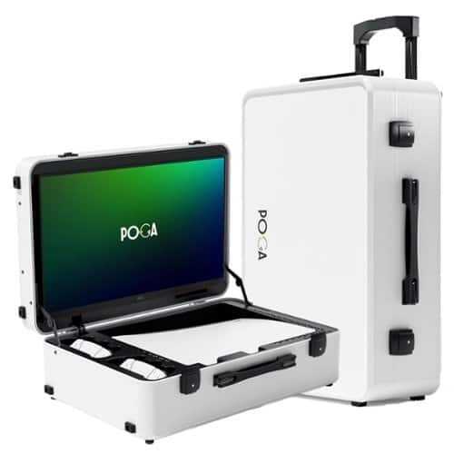 Rent to own POGA - LUX PlayStation5 Premium Portable Console Travel Case w/ Trolley & 24" AOC Gaming Monitor(V2 Bluetooth Speaker-Optional) - White