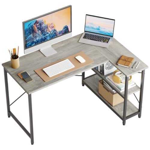 Rent to own Bestier - L Shaped Desk - light grey