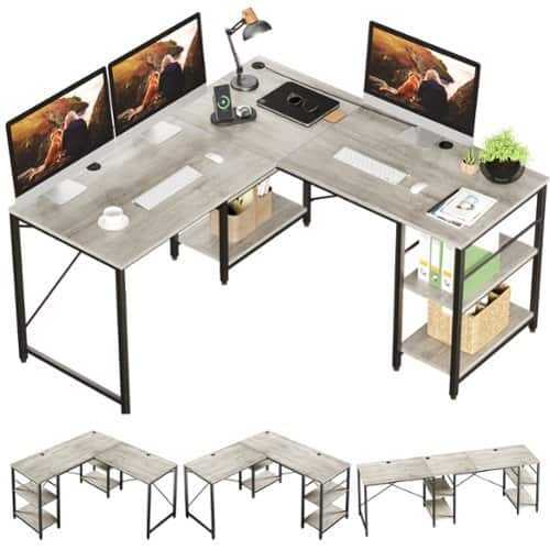 Rent to own Bestier - L Shaped Desk - light OAK