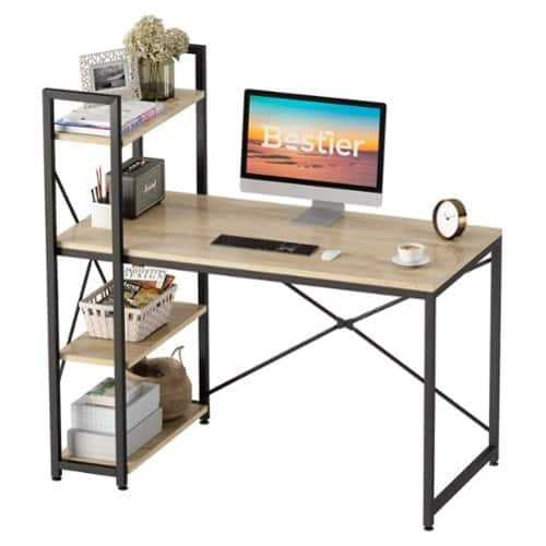 Rent to own Bestier 47inch Small Gaming Computer Desk with Shelves for Home Office - Brown