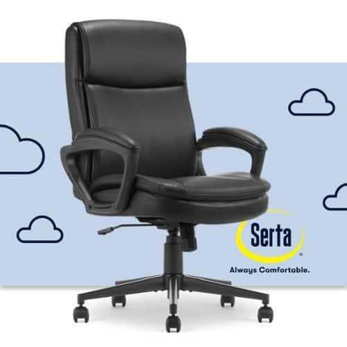 Rent to own Serta - Comfort Ergo  Ergonomic Executive Upholstered Office Chair - Black - Bonded Leather