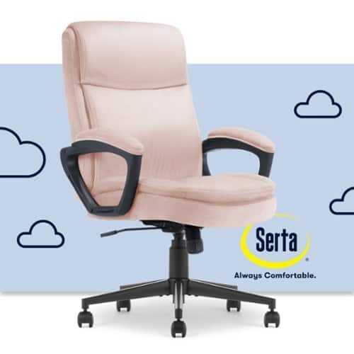 Rent to own Serta - Comfort Ergo  Ergonomic Executive Upholstered Office Chair - Pink - Velvet