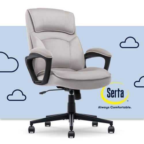 Rent to own Serta - Comfort Classic Mid-Back Executive Soft Velvet Office Chair - Taupe