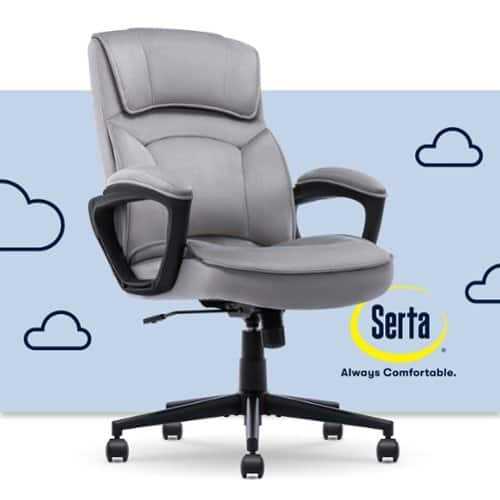 Rent to own Serta - Comfort Classic Mid-Back Executive Soft Velvet Office Chair - Gray