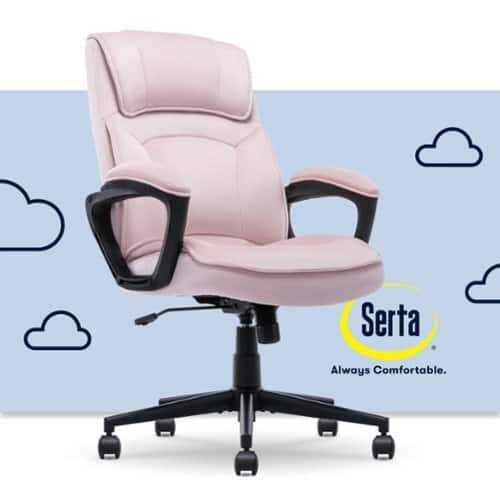 Rent to own Serta - Comfort Classic Mid-Back Executive Soft Velvet Office Chair - Pink