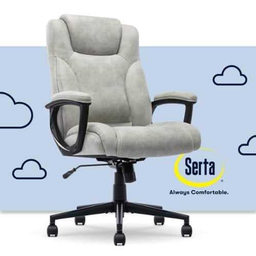 Rent to own Serta - Comfort Eco Ergonomic Executive Smooth Velvet Office Chair - Light Gray