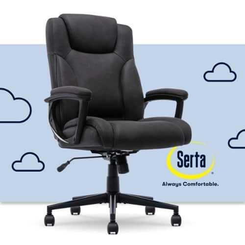 Rent to own Serta - Comfort Eco Ergonomic Executive Smooth Velvet Office Chair - Black