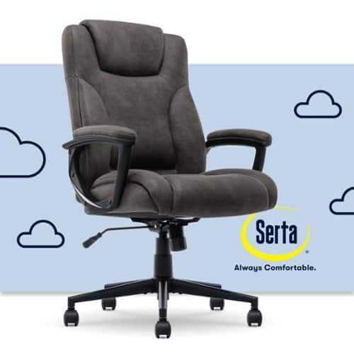 Rent to own Serta - Comfort Eco Ergonomic Executive Smooth Velvet Office Chair - Brown