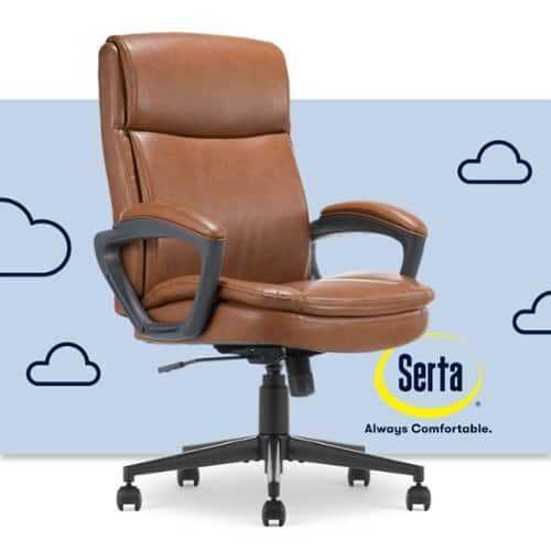 Rent to own Serta - Comfort Ergo  Ergonomic Executive Upholstered Office Chair - Cognac - Bonded Leather