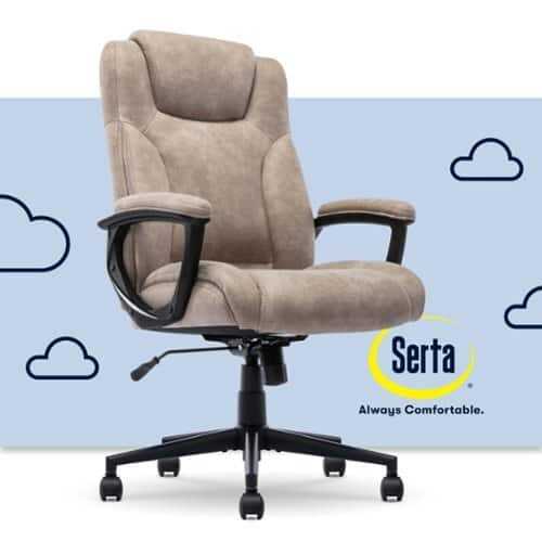 Rent to own Serta - Comfort Eco Ergonomic Executive Smooth Velvet Office Chair - Light Brown