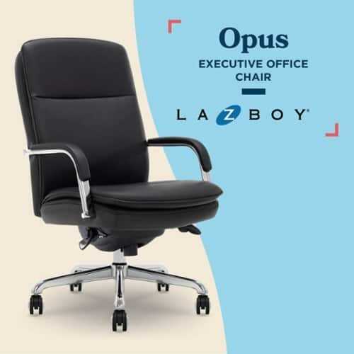 Rent to own La-Z-Boy - Opus Executive Mid-Back Bonded Leather Office Chair - Black and Chrome