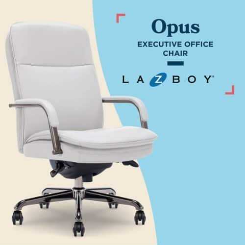 Rent to own La-Z-Boy - Opus Executive Mid-Back Bonded Leather Office Chair - Gray and Graphite