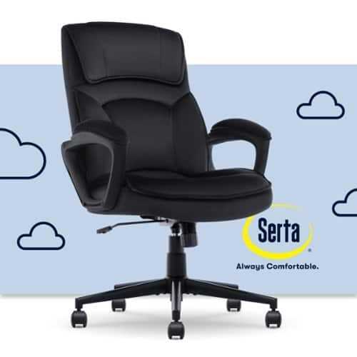 Rent to own Serta - Comfort Classic Mid-Back Executive Soft Velvet Office Chair - Black