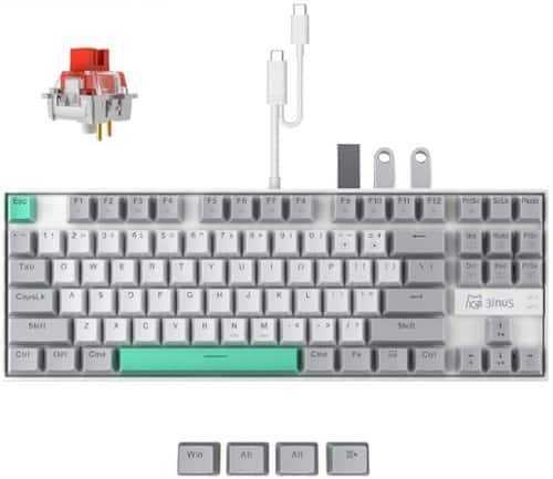 Rent to own 3inus - KEBOHUB EE01 Wired Mechanical Keyboard with 5-in-1 Hub, 87 Keys RGB Backlit, Hot-Swappable Switches for Mac & Windows - Red Linear