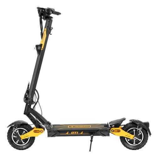 Rent to own Ausom - Leopard DT1 Foldable Electric Scooter w/ 47 mi Operating Range & 32 mph Max Speed, 1000W Motors, 10"x3" Off-Road Tires - Black & Yellow