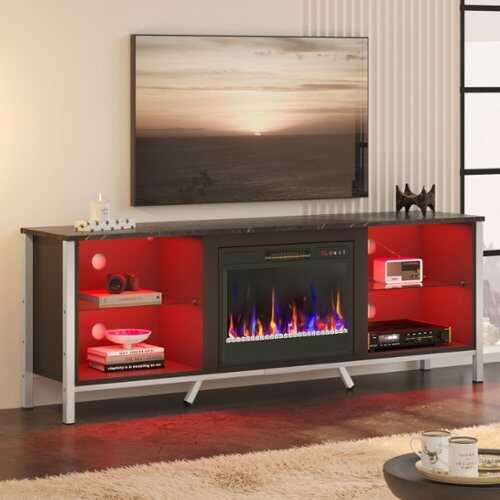 Rent to own Bestier - TV Stand with Fireplace for TV Gaming Entertainment Center Up to 75" - Black Marble