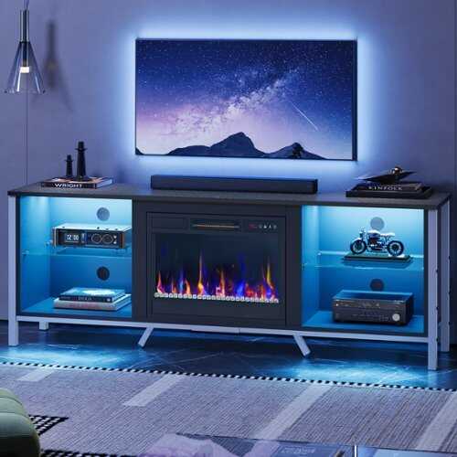 Rent to own Bestier - TV Stand with Fireplace for TV Gaming Entertainment Center Up to 75" - Carbon Fiber