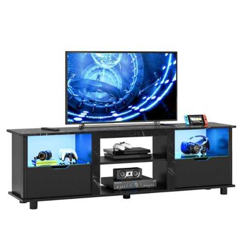 Rent to own Bestier 70'' Gaming TV Stand with Storage, LED Media Console - Black Marble