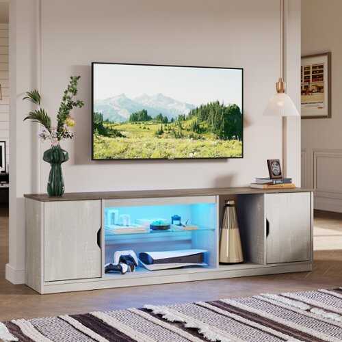 Rent to own Bestier Storage space TV cabinet LED light strips - White