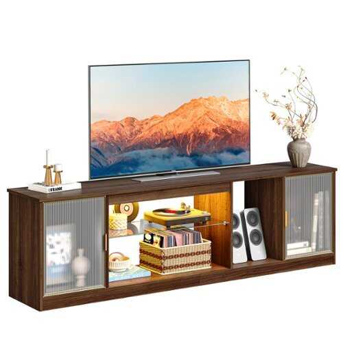 Rent to own Bestier Storage space TV cabinet LED light strips - Walnut