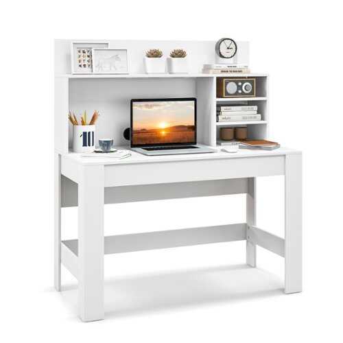 Rent to own Costway Computer Desk Wooden Writing Desk Modern Home Office Workstation PC Laptop Table for Small Space - White