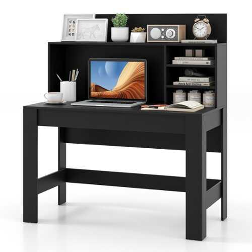 Rent to own Costway Home Office Computer Desk Study Table Writing Workstation Hutch Cable Hole - Black