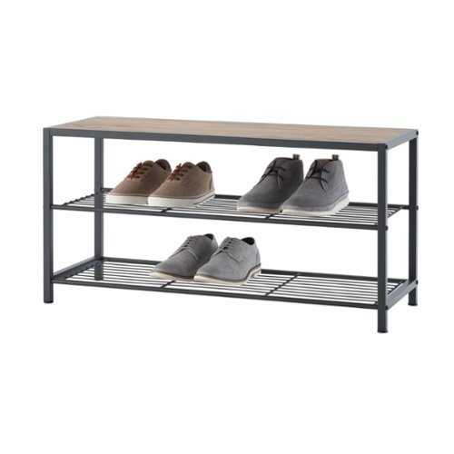 Rent to own TRINITY | 3-Tier Shoe Bench w/ Wire Shelves | - Dark Gray