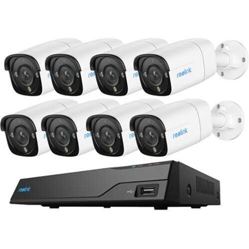 Rent to own Reolink 8MP 16-ch 8 Bullet PoE Cameras with Smart Detection & Soptlight NVR System - Black & White