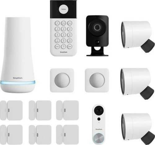 Rent to own SimpliSafe - Complete Whole Home Security System with 3 Outdoor Cameras and Doorbell - White