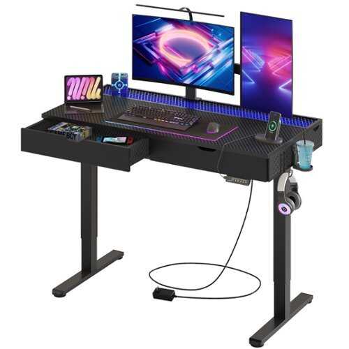 Rent to own Bestier - Adjustable Standing Computer Desk with LED Light - Black