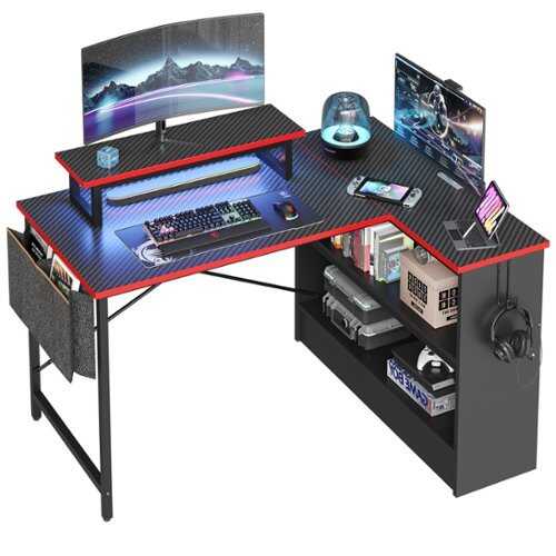 Rent to own Bestier 42inch Small Gaming L-Shaped Computer Desk with Monitor Stand - Black