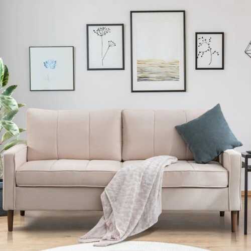 Rent to own Bestier 69" Wide Modern Style Linen Upholstered Loveseat Sofa with the Solid Wood Foot - Beige