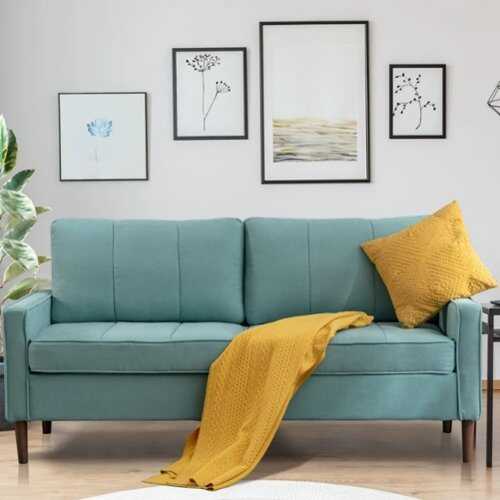 Rent to own Bestier 69" Wide Modern Style Linen Upholstered Loveseat Sofa with the Solid Wood Foot - Blue