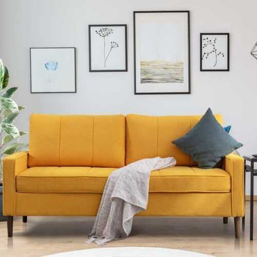 Rent to own Bestier 69" Wide Modern Style Linen Upholstered Loveseat Sofa with the Solid Wood Foot - Yellow