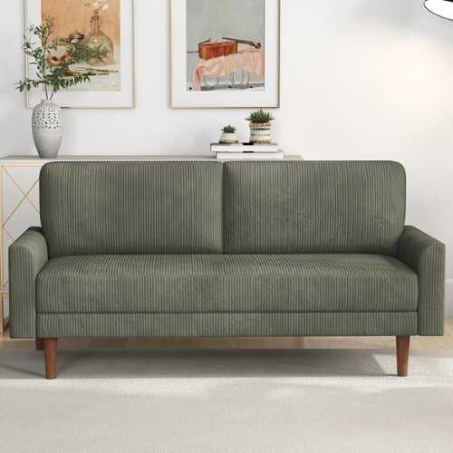 Rent to own Bestier 67" Corduroy Modern Sofa Couch, Cozy Comfy Overstuffed 2 Seat Loveseat Couch Sofa with Solid Wood Feet - Dark Gray