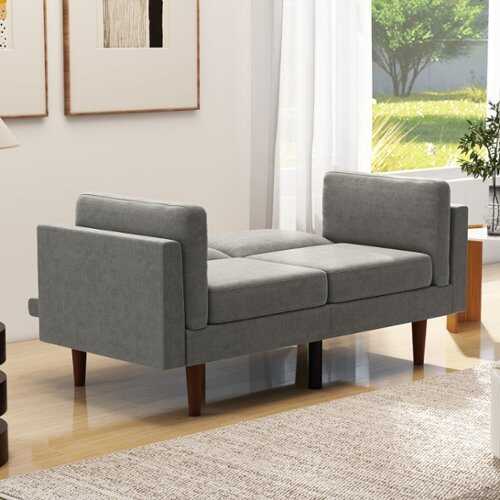 Rent to own Bestier Convertible Sleeper Sofa 2 in 1, Modern Sofa Bed Couches with Soft Padded Seat and Side Pillows - Gray