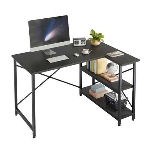 Rent to own Bestier L-Shaped Corner Computer Desk with Storage Shelf - 48" wide - Grained Black