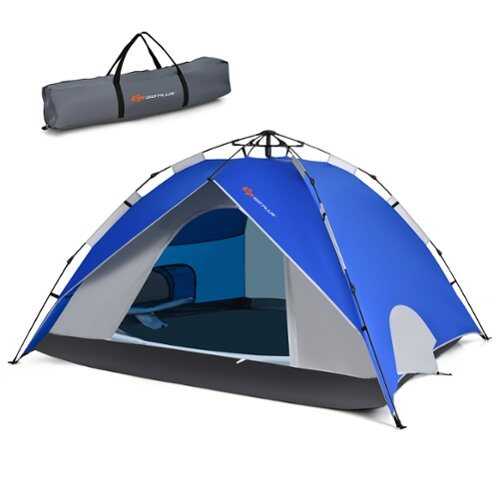 Rent to own Costway 4 Person Instant Pop-up Camping Tent 2-in-1 Double-Layer Waterproof Tent Blue - Blue