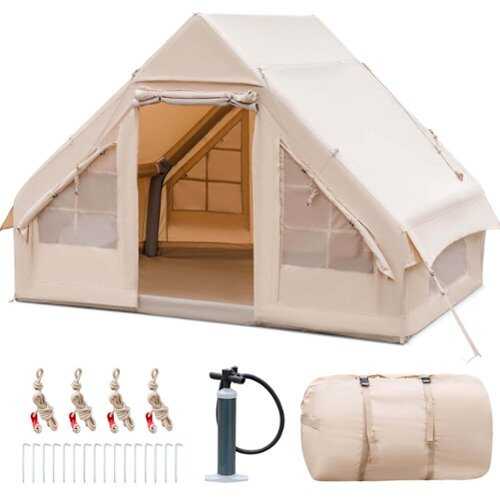 Rent to own Costway Inflatable Camping Tent 2-6 People Cotton Glamping Tent for Family Camping - Beige